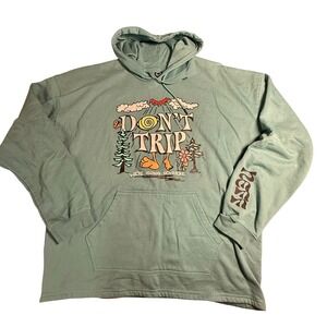 Neff Dont Trip Graphic Hoodie Mens XXL Teal Green Psychedelic Sweatshirt